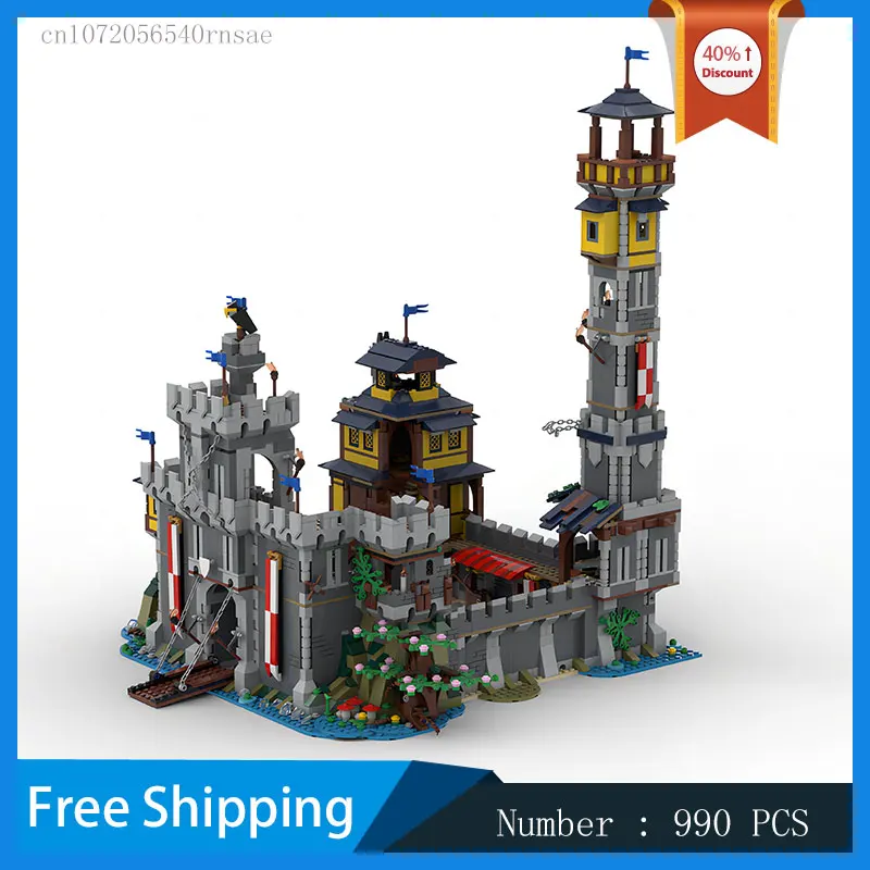 

MOC Building Blocks High Tower Castle Medieval Architecture Modular Model DIY Bricks Street View Series Birthday Present Gift