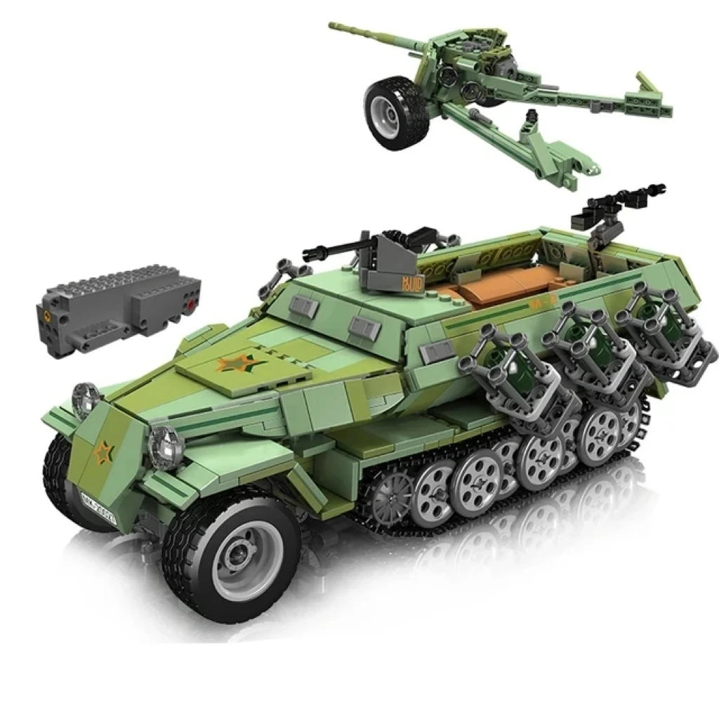 

Mould King 20027 WW2 Military Tank Building Block Half Tracked Armored SD.KFZ.251 Vehicle Model Assembly Brick Toys Kids Gift