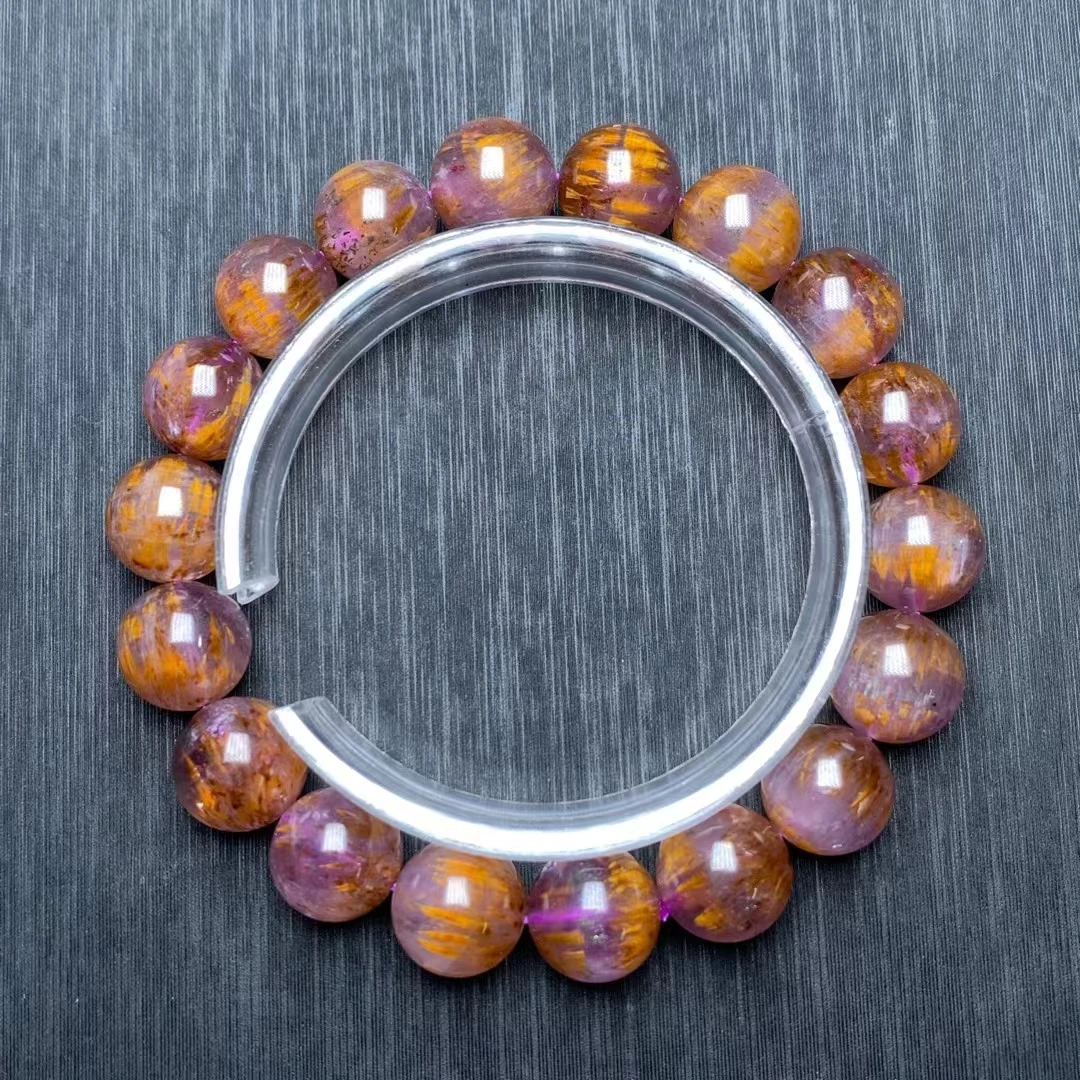 Natural Cacoxenite Purple Gold Rutilated Quartz Bracelet 11.5mm Red Auralite 23 Clear Round Beads Bangle Women AAAAAA
Natural Cacoxenite Purple Gold Rutilated Quartz Bracelet 11.5mm Red Auralite 23 Clear Round Beads Bangle Women AAAAAA