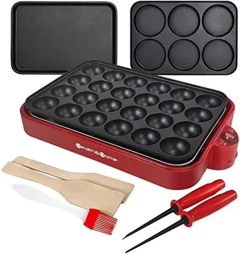 Nonstick Baking Maker with 3 Interchangeable Plates for Fried Eggs/ Steak, Takoyaki, Cake Pops, Grill, RED-1 Air fryer silicone
Nonstick Baking Maker with 3 Interchangeable Plates for Fried Eggs/ Steak, Takoyaki, Cake Pops, Grill, RED-1 Air fryer silicone