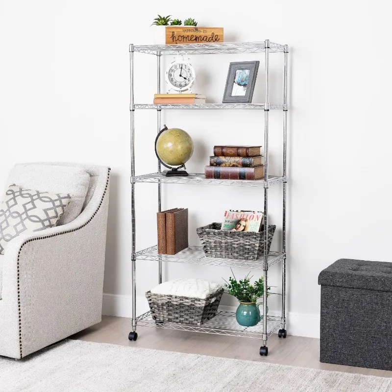 Seville Classics 5-Tier Steel Wire Shelving with Wheels, 30" W x 14" D x 60" H, Chrome
Seville Classics 5-Tier Steel Wire Shelving with Wheels, 30" W x 14" D x 60" H, Chrome