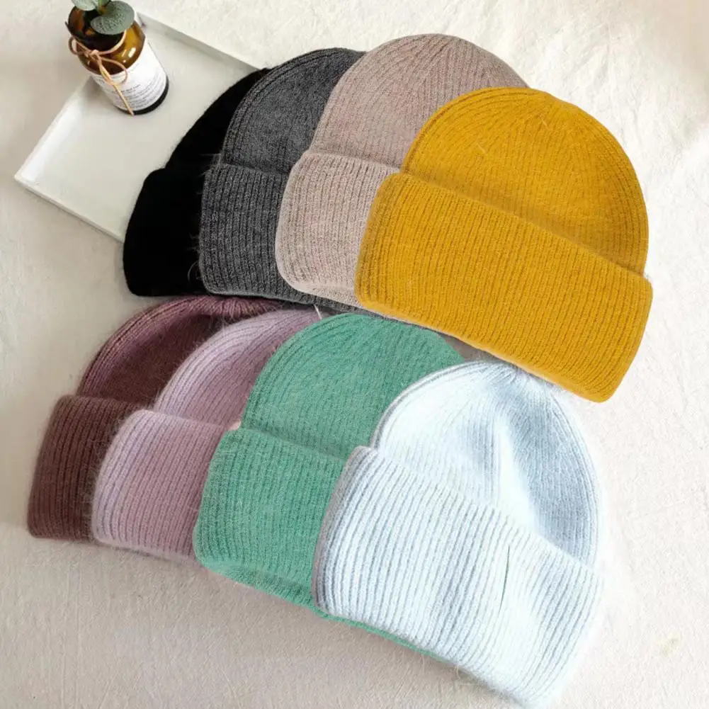 

Warm Fluffy Hat Winter Warm Hat Super Soft Woman Knit Hat High Elastic Beanie Hat Fluffy Winter Hat Woman Knit Cap Headgear