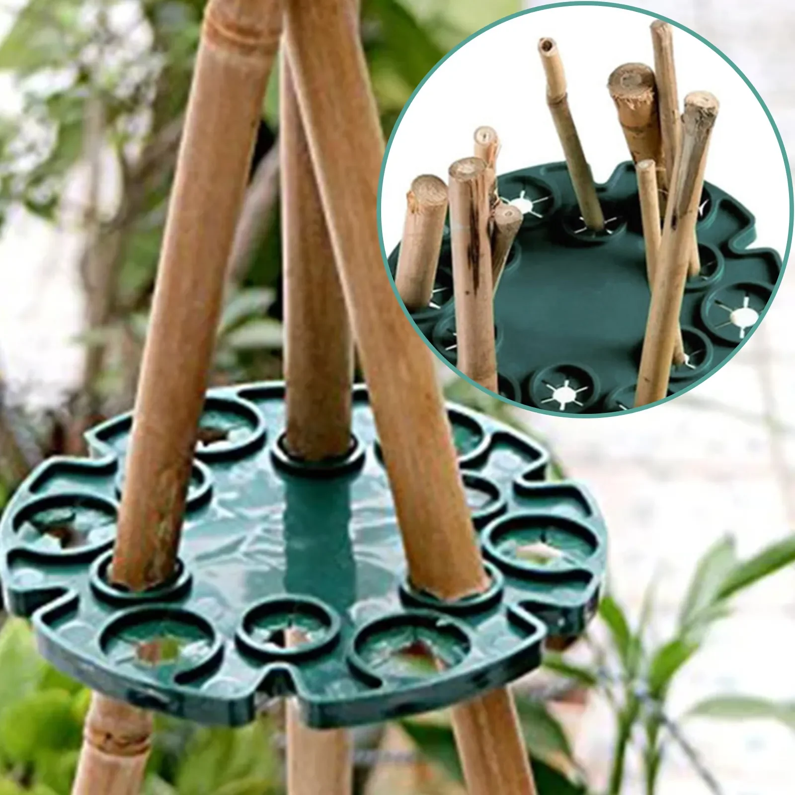 

5Pcs Garden Plant Support Protection Trays Bamboo Cane Holder Balcony Plants Support Rack Connectors Garden Stake for Climbing