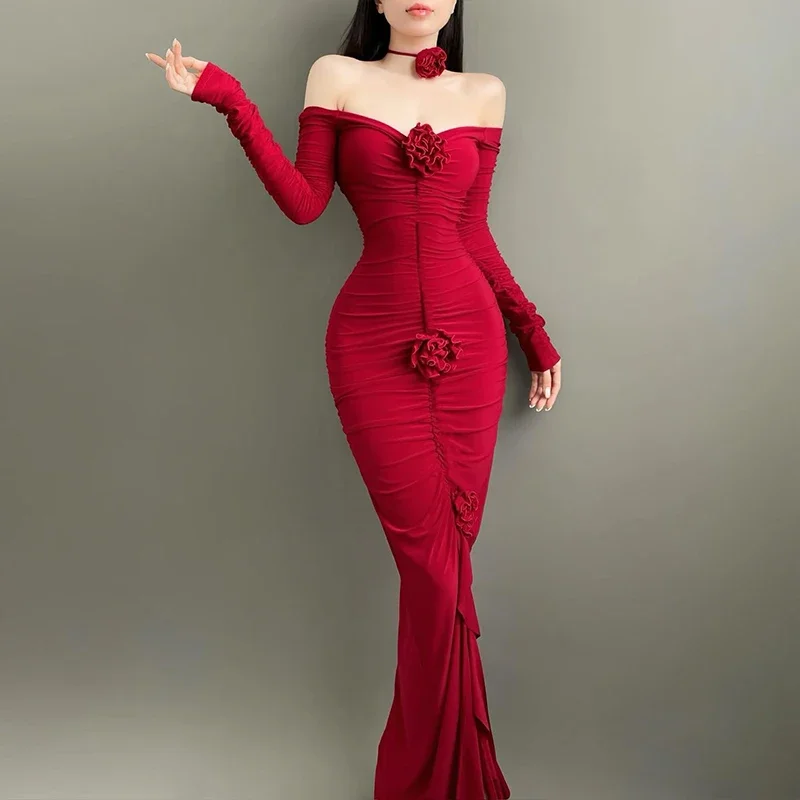 DSMTRC Gothic Slash Neck Long Sleeve Maxi Dresses For Women 2024 Elegant Fashion Off Shoulder Dark Flower Ruffles Long Dress
DSMTRC Gothic Slash Neck Long Sleeve Maxi Dresses For Women 2024 Elegant Fashion Off Shoulder Dark Flower Ruffles Long Dress