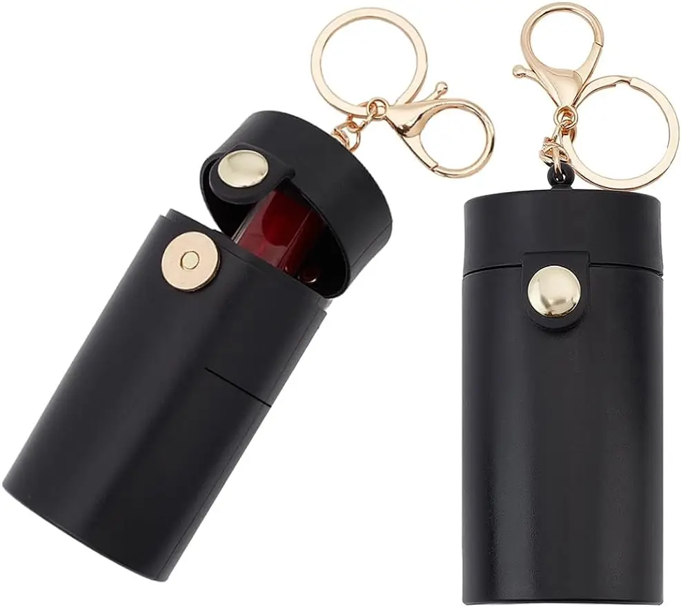 

2pcs Portable Chapstick Keychain Holder 6.1In Lipstick Case with Keyring Small Snap-on Lip Balm Sleeves Organizer Women Fashion