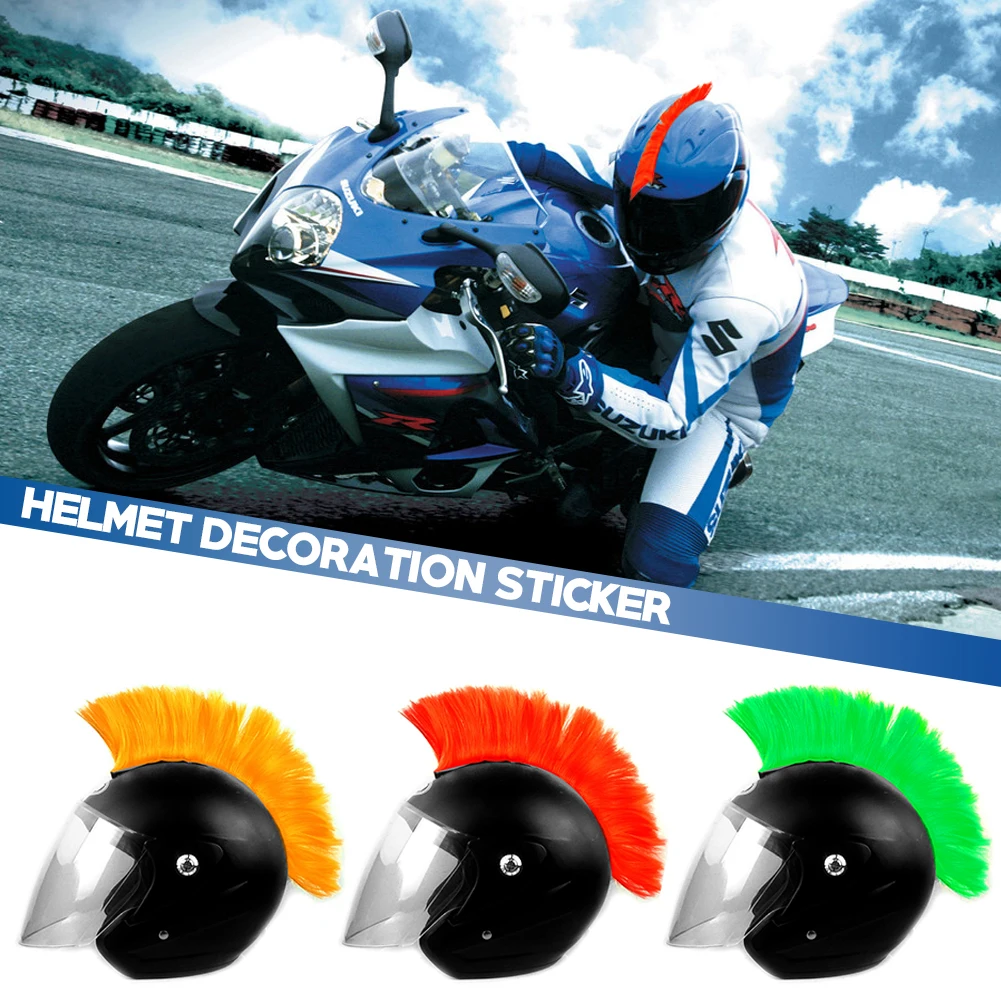 

Mohawk Helmet Wig Cuttable Helmet Decorations Wigs Cockscomb Motocross Full Face Off Road Helmet Decoration Hair Sticker Paste