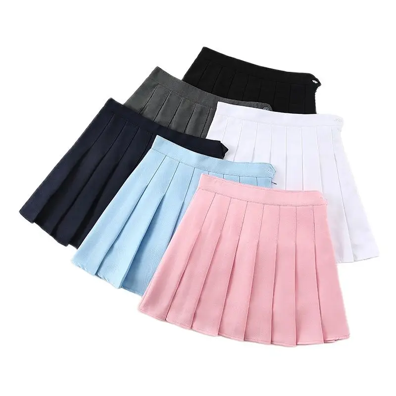 

High Waisted Skirt Korea Fashion Pleated Saia Black Spring Lady Clothes School Girl Uniform A Line Summer Short Skirts For Women