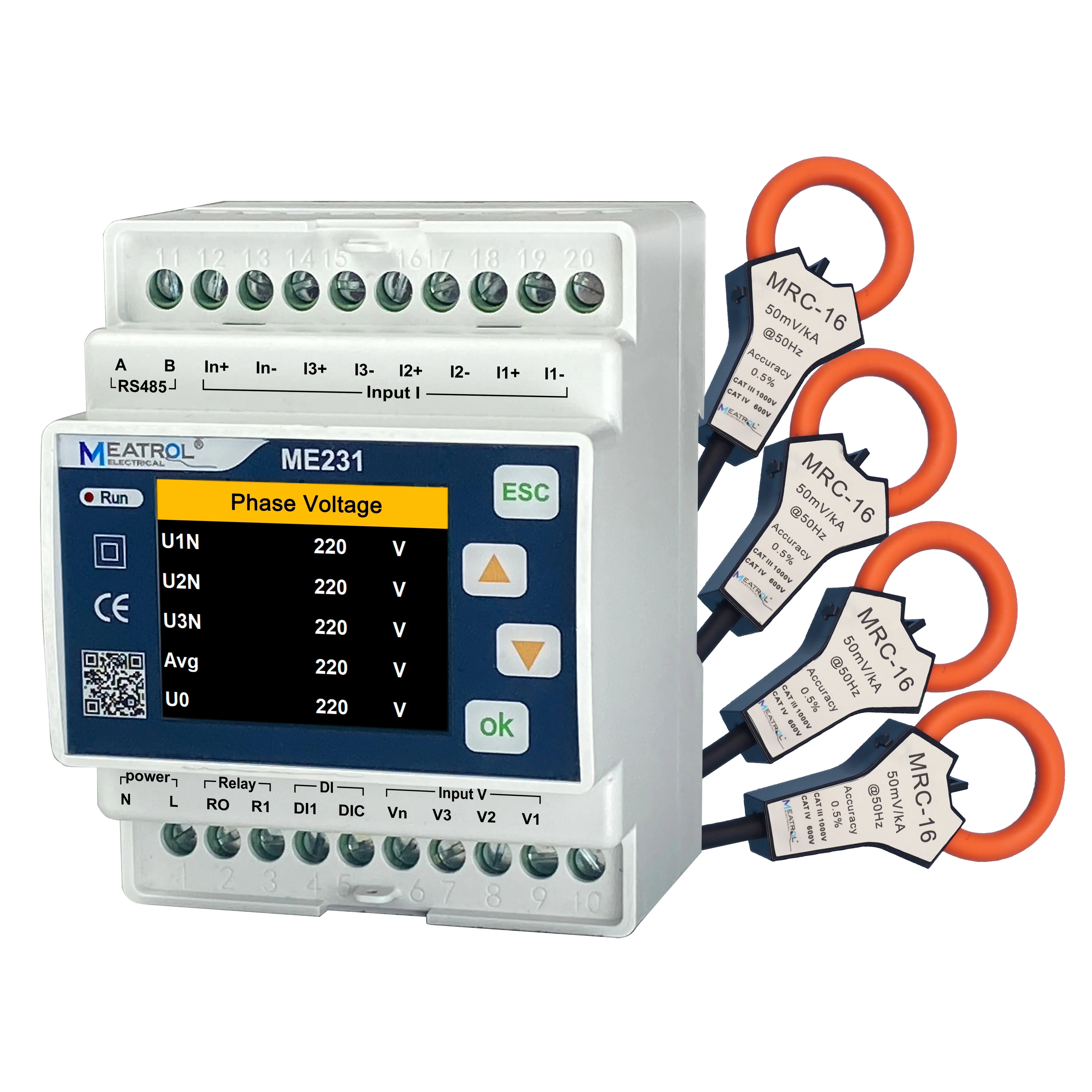 100A 600A Electric Power consumption meter Rogowski coil Din Rail Energy Power Meter
100A 600A Electric Power consumption meter Rogowski coil Din Rail Energy Power Meter