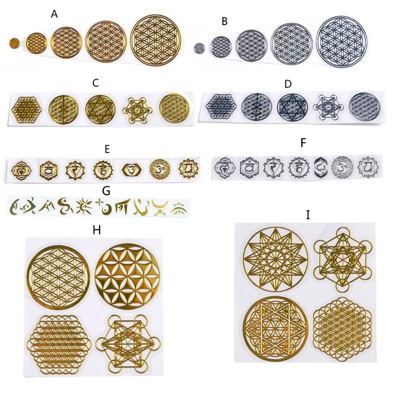 

Geometry Orgonite Stickers Energy Tower Material Flower Life Tree Stickers for Epoxy Resin Scrapbook Craft 10CF