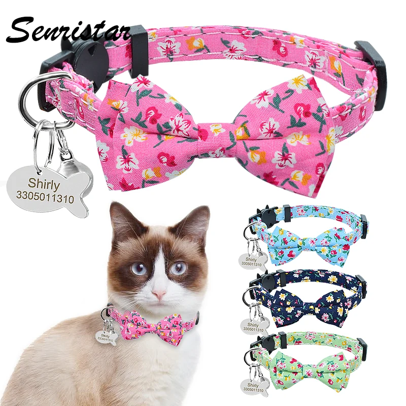 Personalized Nameplate Bowknot Cat Collar Bell Custom Name Fish Tag Bowtie Cat Collar Safe Breakaway Printed Cat Collar Necklace
Personalized Nameplate Bowknot Cat Collar Bell Custom Name Fish Tag Bowtie Cat Collar Safe Breakaway Printed Cat Collar Necklace