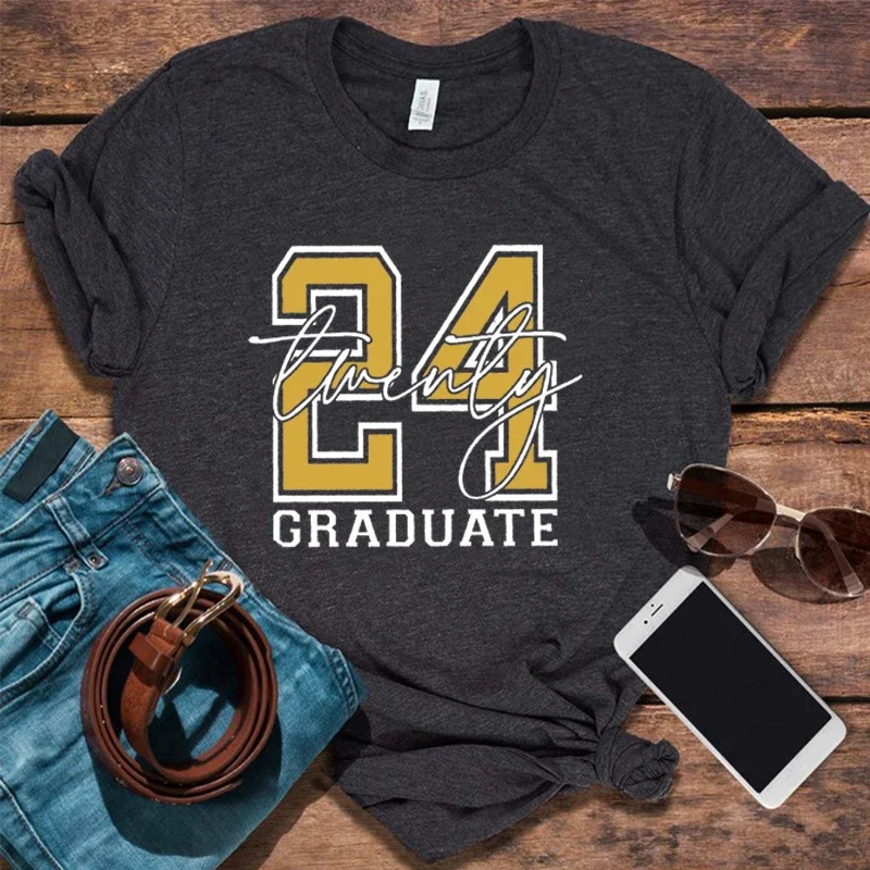 

2024 Graduate Tshirt Gothic Senior 2024 Tee Graduation Aesthetic Clothes Class of 2024 Women Clothing L
