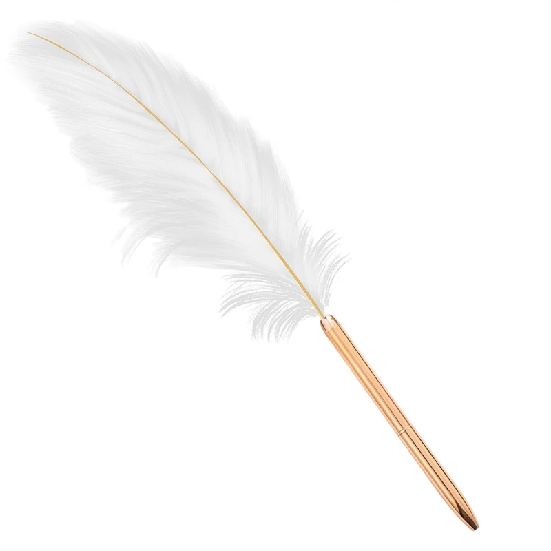 Fancy Feather Black Inks Pen for Bride Wedding Feather Ballpoint Pen Plating Pen Barrel Smooth Writing for Wedding
Fancy Feather Black Inks Pen for Bride Wedding Feather Ballpoint Pen Plating Pen Barrel Smooth Writing for Wedding