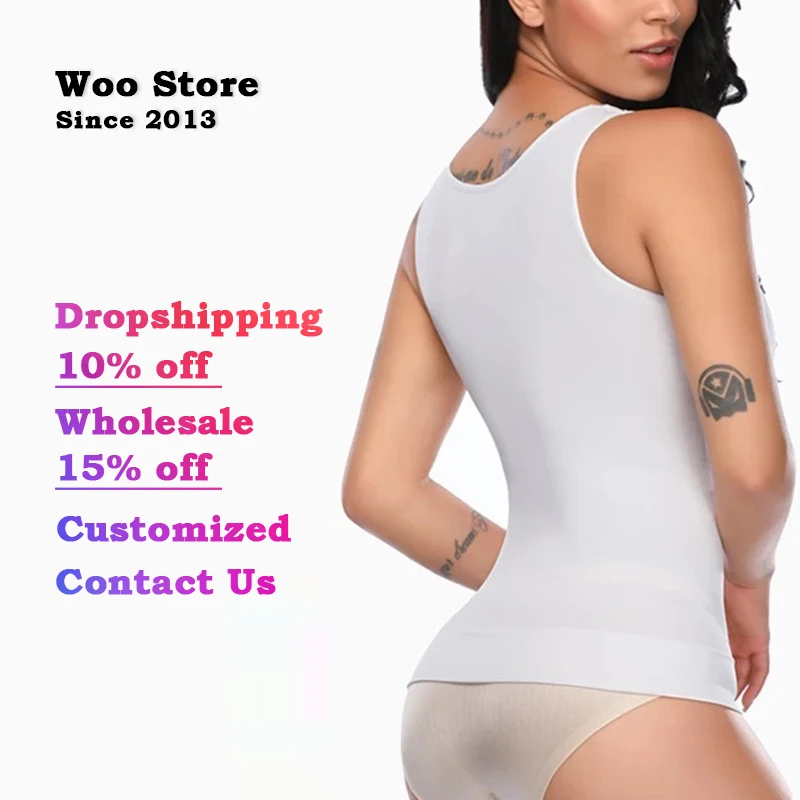 

Woo Store Women Camis Shapers Adjustable Straps Seamless Camisole Comfort Female Body Control Scoop Neck Tanks Plus Size