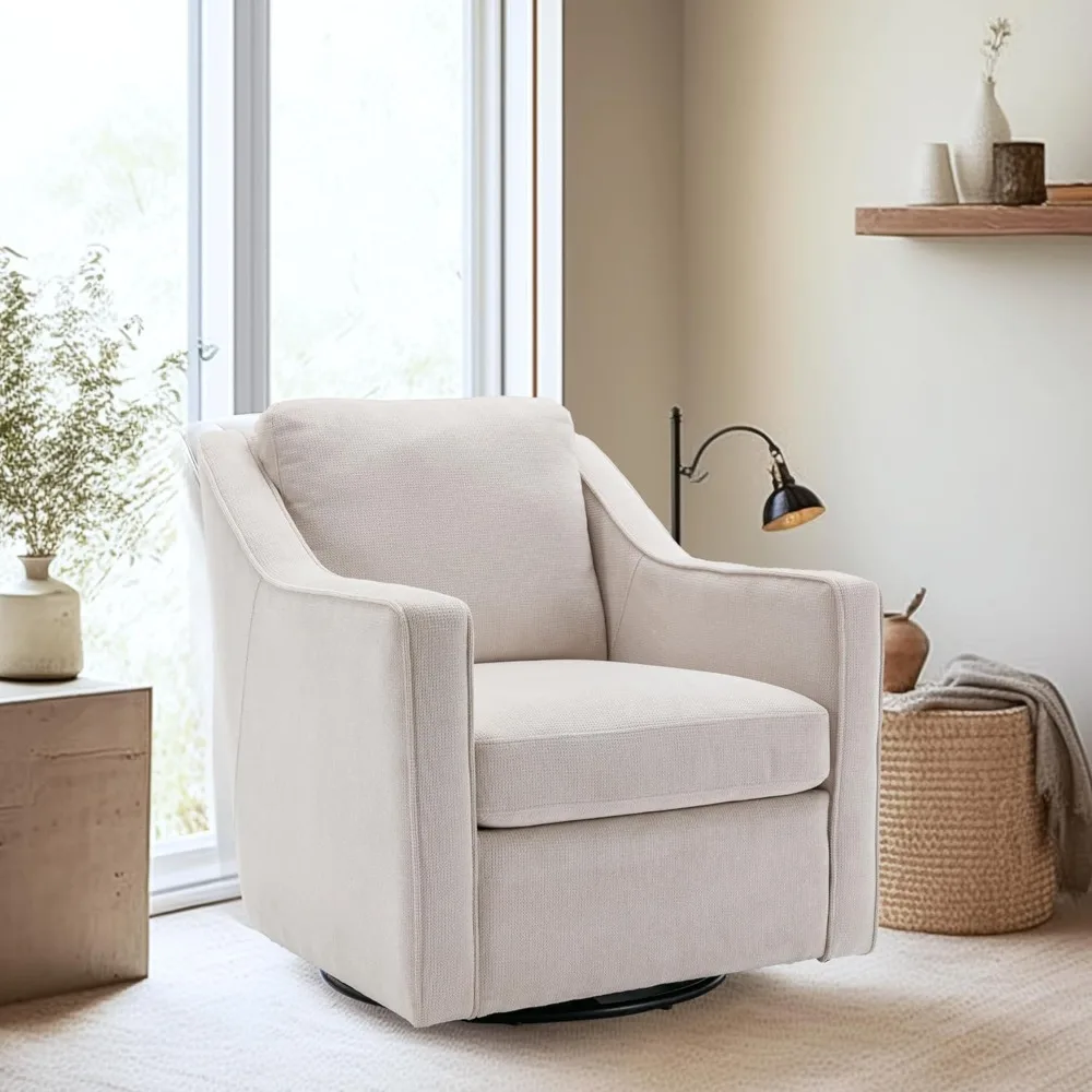 

Кресло для отдыха из мягкой ткани с подушкой внутри сиденья, поясничная Подушка, металлическое основание, вращающийся на 360 ° стул с акцентом