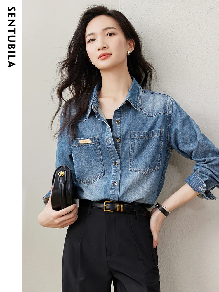 Sentubila Vintage Blue Denim Shirt Women 2023 Autumn Lapel Office Lady Blouses Long Sleeve Streetwear Womens Shacket W33C50392
Sentubila Vintage Blue Denim Shirt Women 2023 Autumn Lapel Office Lady Blouses Long Sleeve Streetwear Womens Shacket W33C50392