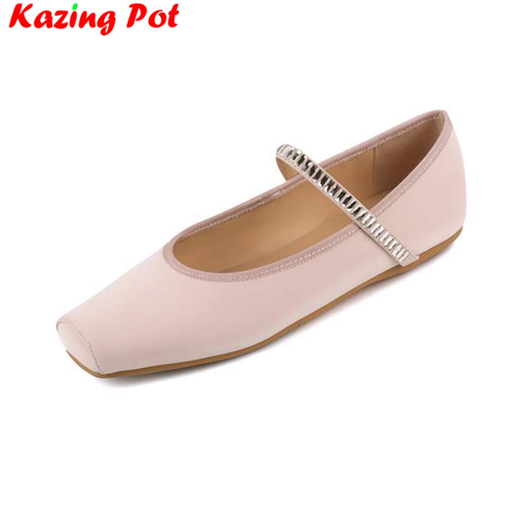 

Krazing Pot 2024 Cow Leather Square Toe Luxury Slip On Mary Janes Concise Spring Summer Shallow Office Lady Women Ballet Flats