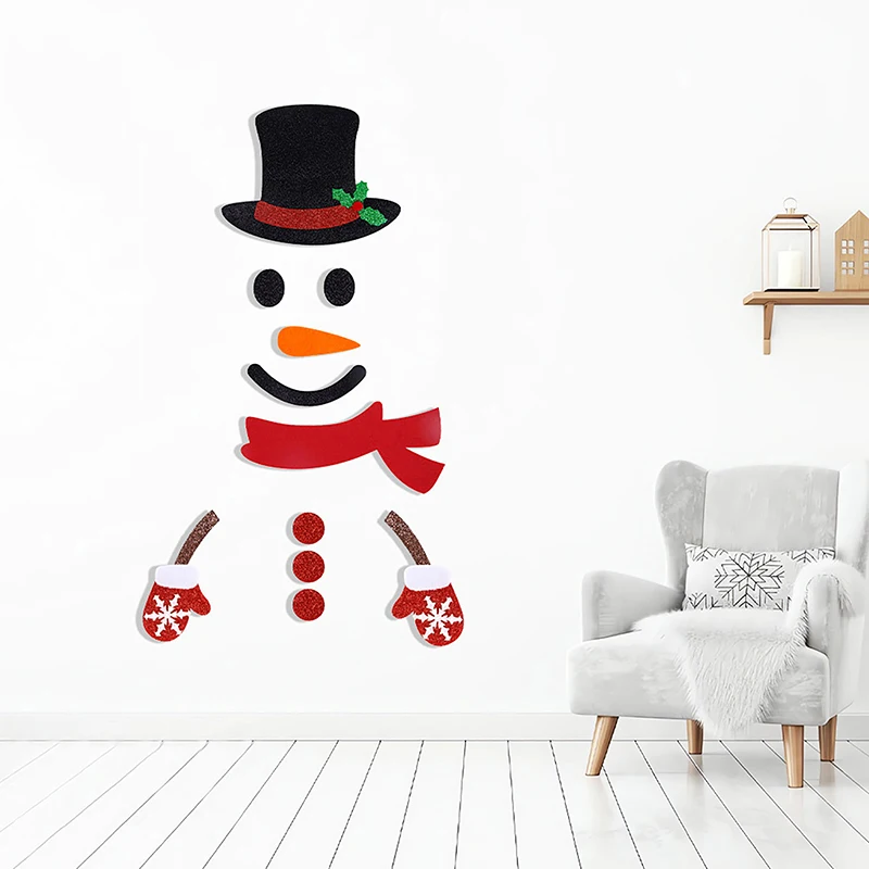 

Christmas Door Window Stickers Felt Cloth Snowman Santa Claus Elk Wall Sticker Christmas Home Decoration Happy New Year 2024