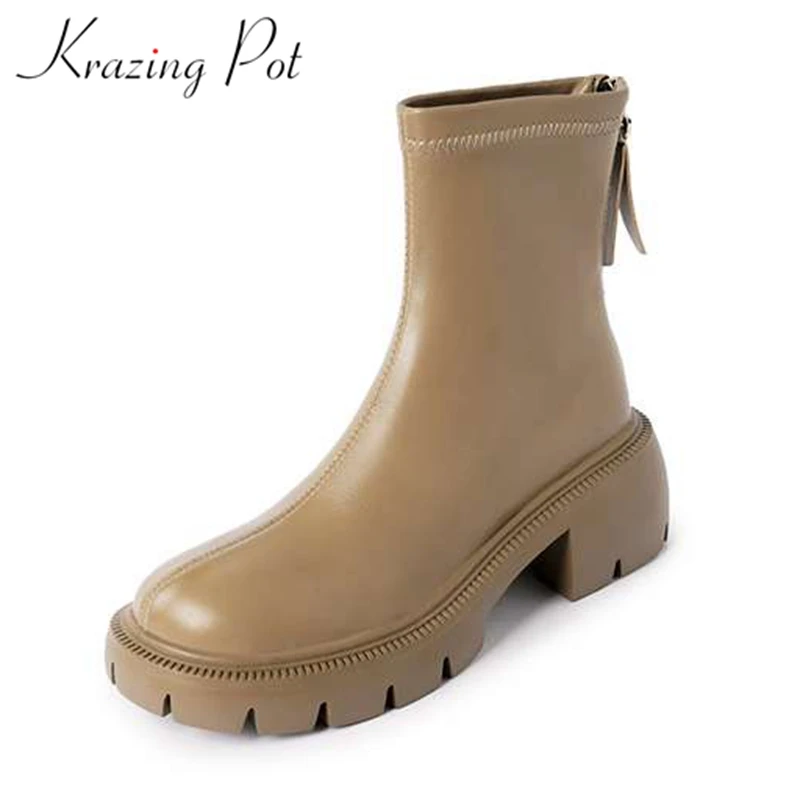 Krazing Pot Microfiber Med Heels Slip on Zipper Chelsea Boots Flat Platform Warm Winter Shoes Casual Retro Round Toe Ankle Boots
Krazing Pot Microfiber Med Heels Slip on Zipper Chelsea Boots Flat Platform Warm Winter Shoes Casual Retro Round Toe Ankle Boots