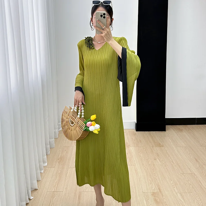 

Платье ALSEY Miyake для торжественных случаев, женское осеннее Плиссированное элегантное свободное платье для выпускного вечера, 2024