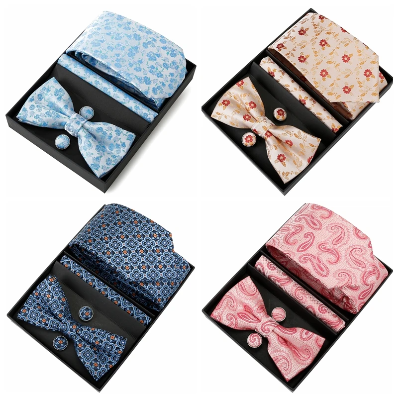 

Галстук-бабочка набор модных карманов Квадратные запонки для рубашек мужские свадебные аксессуары с подарочной коробкой галстук мужской галстук-бабочка