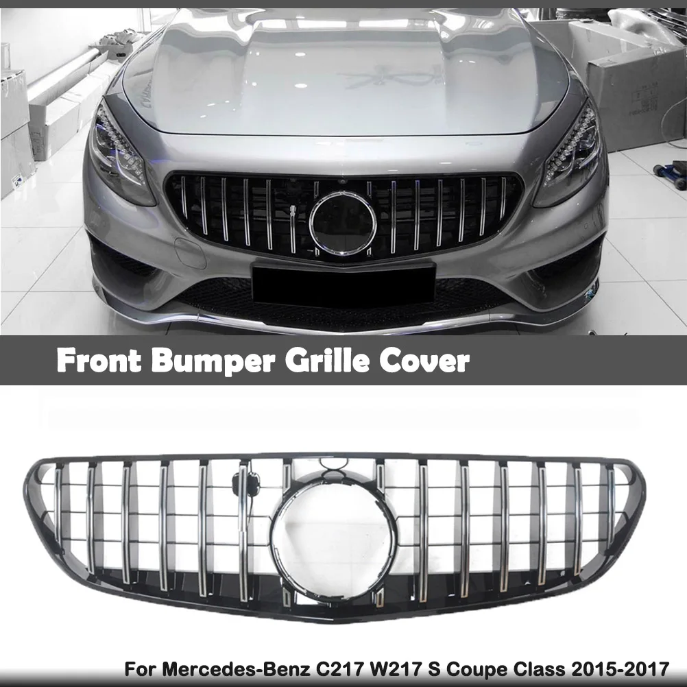 

Car Front Grille Upper Replacement Bumper Hood Mesh Grill For Mercedes-Benz C217 W217 S Coupe Class S500 GT R Style 2015-2017