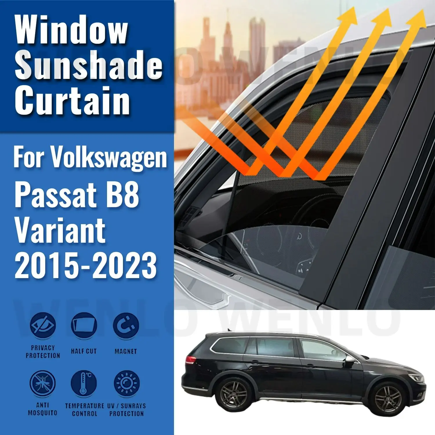 

For Volkswagen VW PASSAT B8 Variant 2015-2023 Magnetic Car Sunshade Front Rear Windshield Frame Curtain Side Window Sun Shade