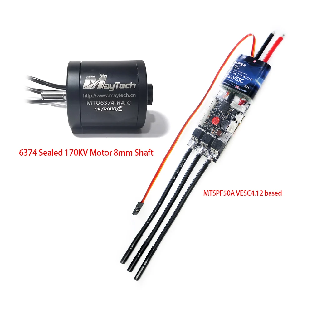 Maytech 50A VESC V4.12 based Speed Controller with Brushless 6374 170KV Motor for Boosted Board Electric Skateboard
Maytech 50A VESC V4.12 based Speed Controller with Brushless 6374 170KV Motor for Boosted Board Electric Skateboard