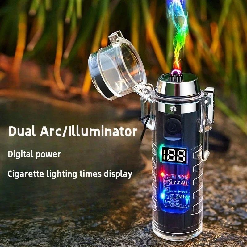 Outdoor Waterproof Lighting Lighter Electronic Dual Arc Lighter with Compass Multi-Function Flashlight Survival Ignition Tool
Outdoor Waterproof Lighting Lighter Electronic Dual Arc Lighter with Compass Multi-Function Flashlight Survival Ignition Tool