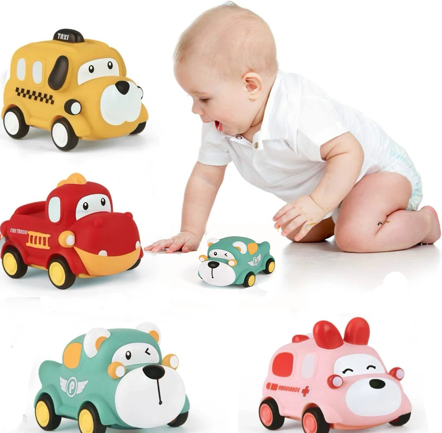 

Cute Montessori Inertia Cars Fun Soft Rubber Car Toys For Baby Toddler Kids Early Learning Educational Toy Kids Birthday Gift