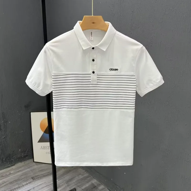 Summer Men's 2024 New Patchwork Polo Shirt Button Fashion Stripe Printing Slim Comfortable Casual All Match Short Sleeved Tops
Summer Men's 2024 New Patchwork Polo Shirt Button Fashion Stripe Printing Slim Comfortable Casual All Match Short Sleeved Tops