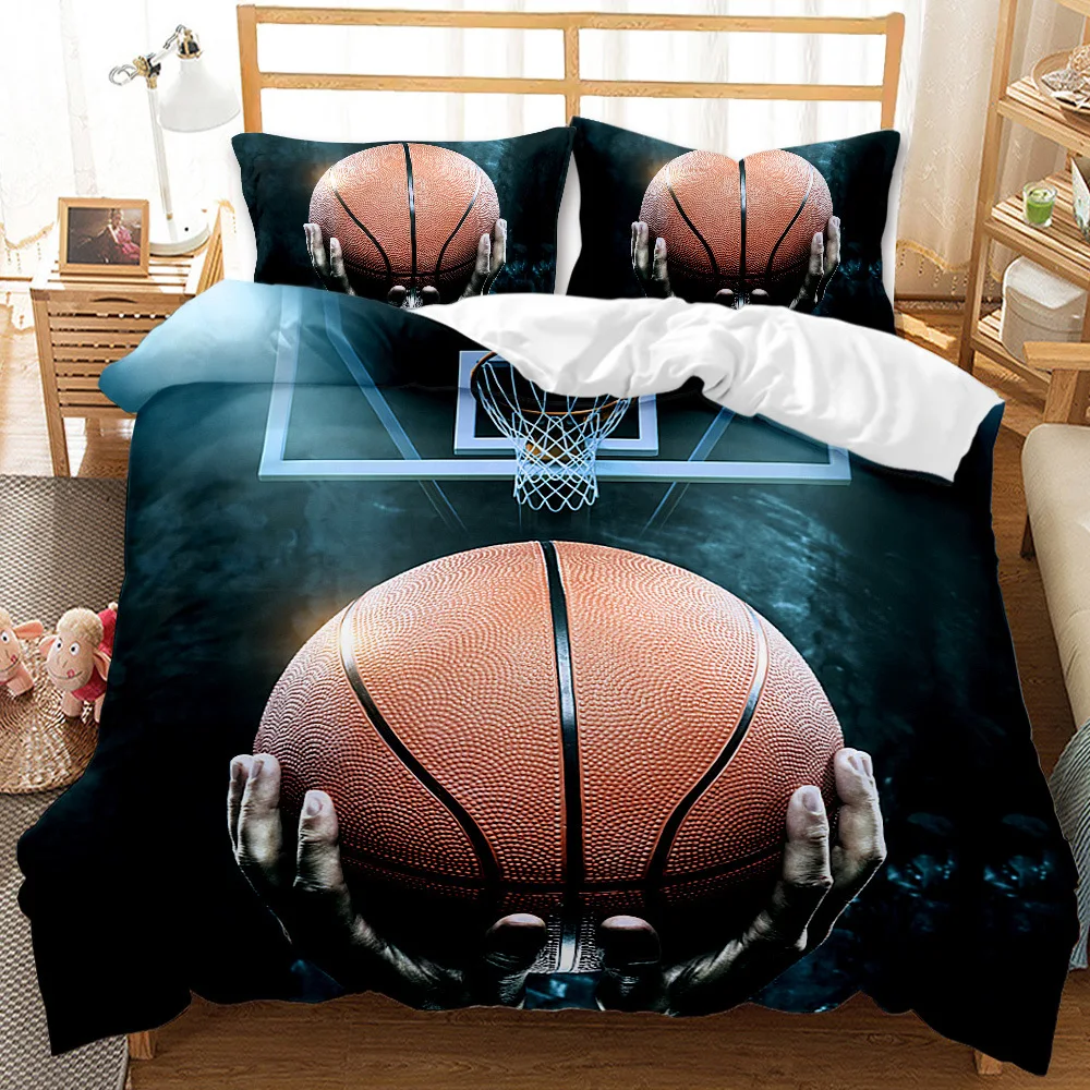 

Basketball Duvet Cover Set King Queen Ball Sport Theme Bedding Set 2/3pcs Boys Teens Basketball Fan Room Polyester Quilt Cover