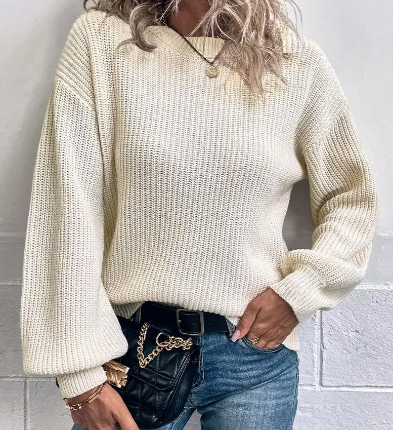 Round Neck Pullover Lantern Sleeve Sweater 2023 New Hot Selling Women's Fashion Autumn and Winter Wear
Round Neck Pullover Lantern Sleeve Sweater 2023 New Hot Selling Women's Fashion Autumn and Winter Wear