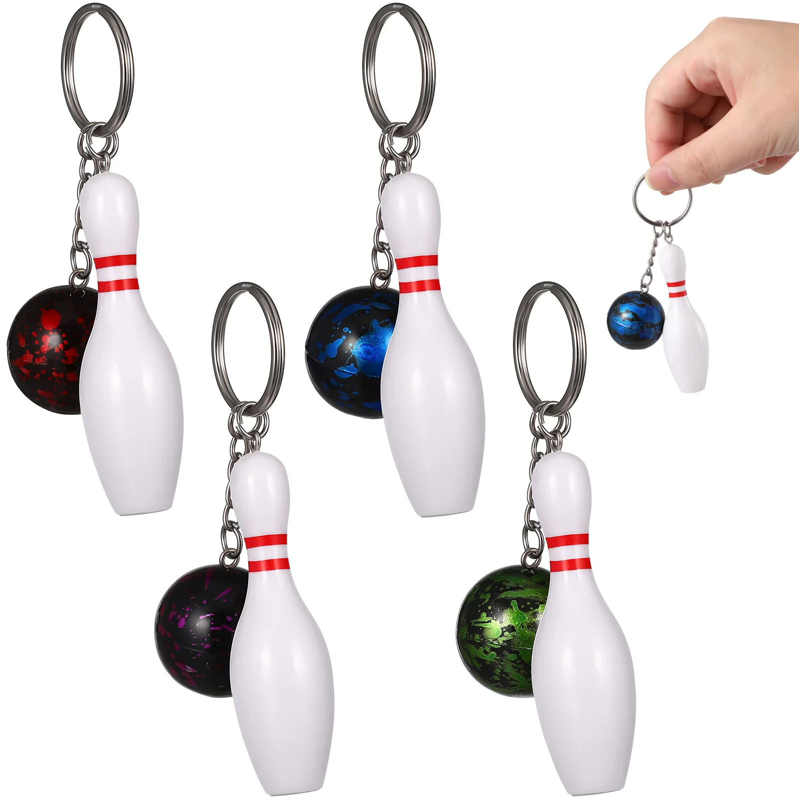 

8 Pcs Bowling Keychains Sport Style Bowling Ball Pendant Keyrings Bowling Party Favors Souvenir Gifts Backpack Charms