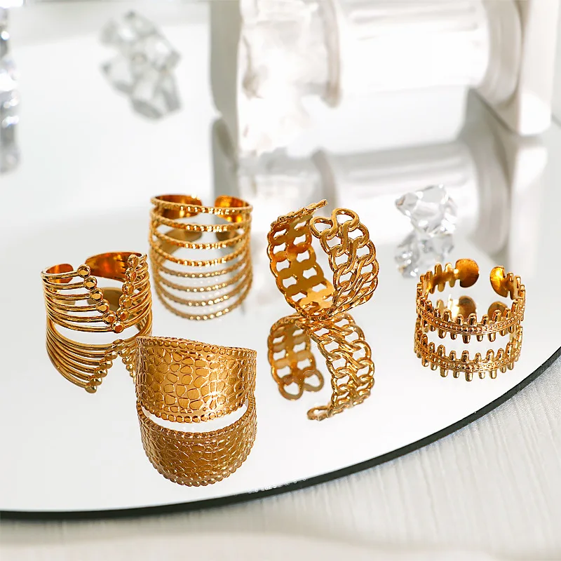 RHYSONG Mix Style Vintage Women Luxury Opening Pattern Hollow Rings Anillos Mmujer Gothic Accessories Stainless Steel Jewelry
RHYSONG Mix Style Vintage Women Luxury Opening Pattern Hollow Rings Anillos Mmujer Gothic Accessories Stainless Steel Jewelry