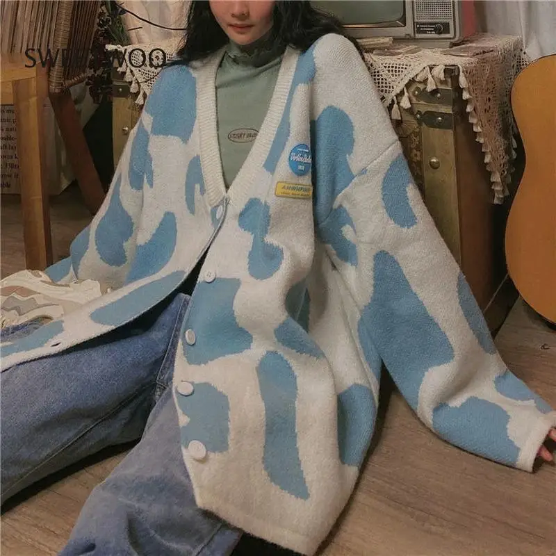 Women Autumn Winter Knitted Cardigan Buttons Print Oversize Sweater Coat Harajuku Loose Elegant V Neck Women Cardigans
Women Autumn Winter Knitted Cardigan Buttons Print Oversize Sweater Coat Harajuku Loose Elegant V Neck Women Cardigans