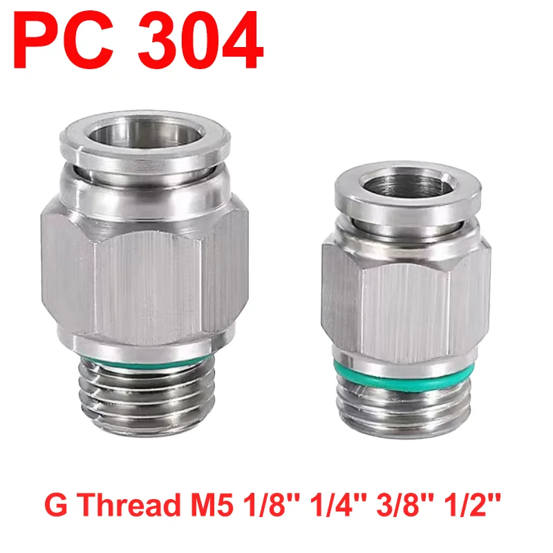 

10/50/200Pcs PC Pneumatic Connector G Thread M5 1/8" 1/4" 3/8" 1/2" BSP Thread Water Air Quick Connectors 304 Stainless Steel