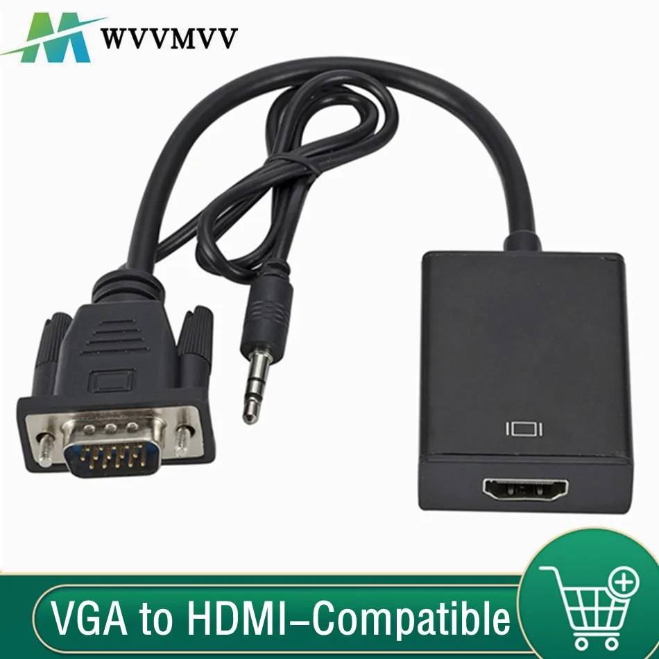 

VGA to HDMI-compatible Converter Adapter Cable Full HD 1080P With Audio Output VGA HD Adapter For PC Laptop to HDTV Projector