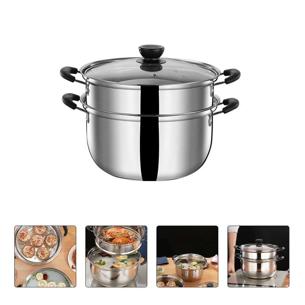 Stainless Steel Steamer Pot Stock Pot Soup Pot Saucepan Cooking Steaming Cookware Lid Vegetable Dumpling Stock Sauce Food Stove
Stainless Steel Steamer Pot Stock Pot Soup Pot Saucepan Cooking Steaming Cookware Lid Vegetable Dumpling Stock Sauce Food Stove