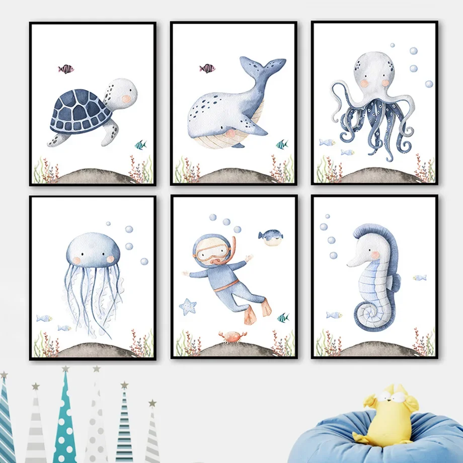 Whale Octopus Jellyfish Turtle SeaHorse Nursery Print Nordic Posters Wall Art Canvas Painting Wall Pictures Baby Kids Room Decor
Whale Octopus Jellyfish Turtle SeaHorse Nursery Print Nordic Posters Wall Art Canvas Painting Wall Pictures Baby Kids Room Decor