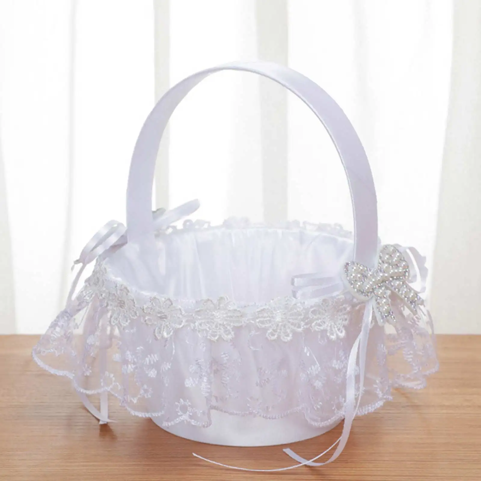 European Style White Flower Basket Plastic Lace Cloth Storage Container With Handle Home Wedding Party Decoration
European Style White Flower Basket Plastic Lace Cloth Storage Container With Handle Home Wedding Party Decoration