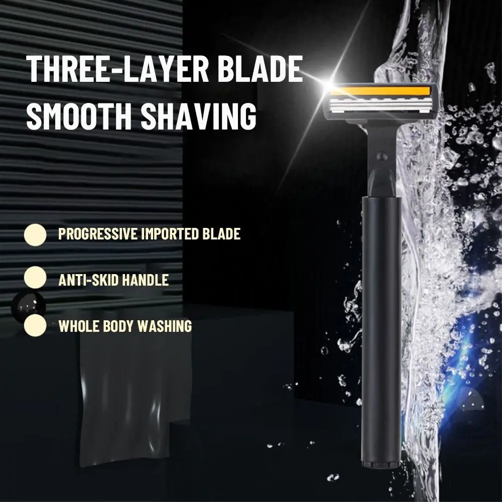 

High Quality Beard Shaving Sharp Manual Razor Men's Safety Razor With 6 Cartridge 3 Layers Blades