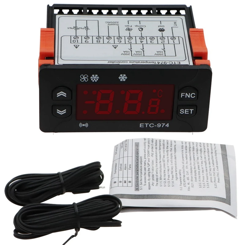 4X ETC-974 Digital Temperature Controller Microcomputer Thermostats Thermostat Refrigeration Alarm 220V NTC Sensor
4X ETC-974 Digital Temperature Controller Microcomputer Thermostats Thermostat Refrigeration Alarm 220V NTC Sensor