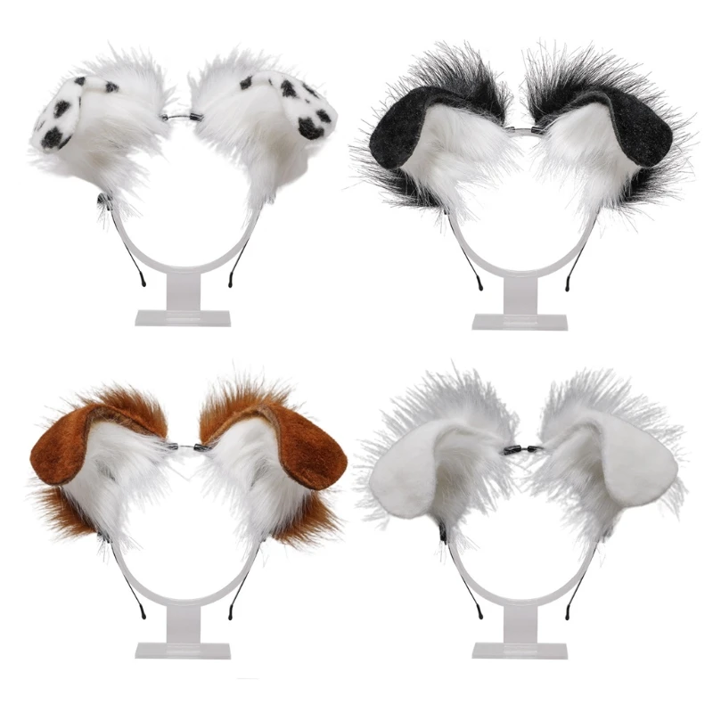

2023 New Plush Dog Ears Headbands Furry Animal Ears Headwear Hair Hoop for Halloween Cosplay Headpiece Party Supplies