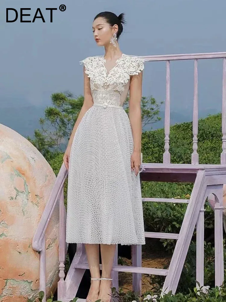 DEAT Women's Fashion Evening Dress Patchwork Gauze Bandage High Waist Hollow Out Pleated Party Dresses Spring 2024 New 13DB4910
DEAT Women's Fashion Evening Dress Patchwork Gauze Bandage High Waist Hollow Out Pleated Party Dresses Spring 2024 New 13DB4910