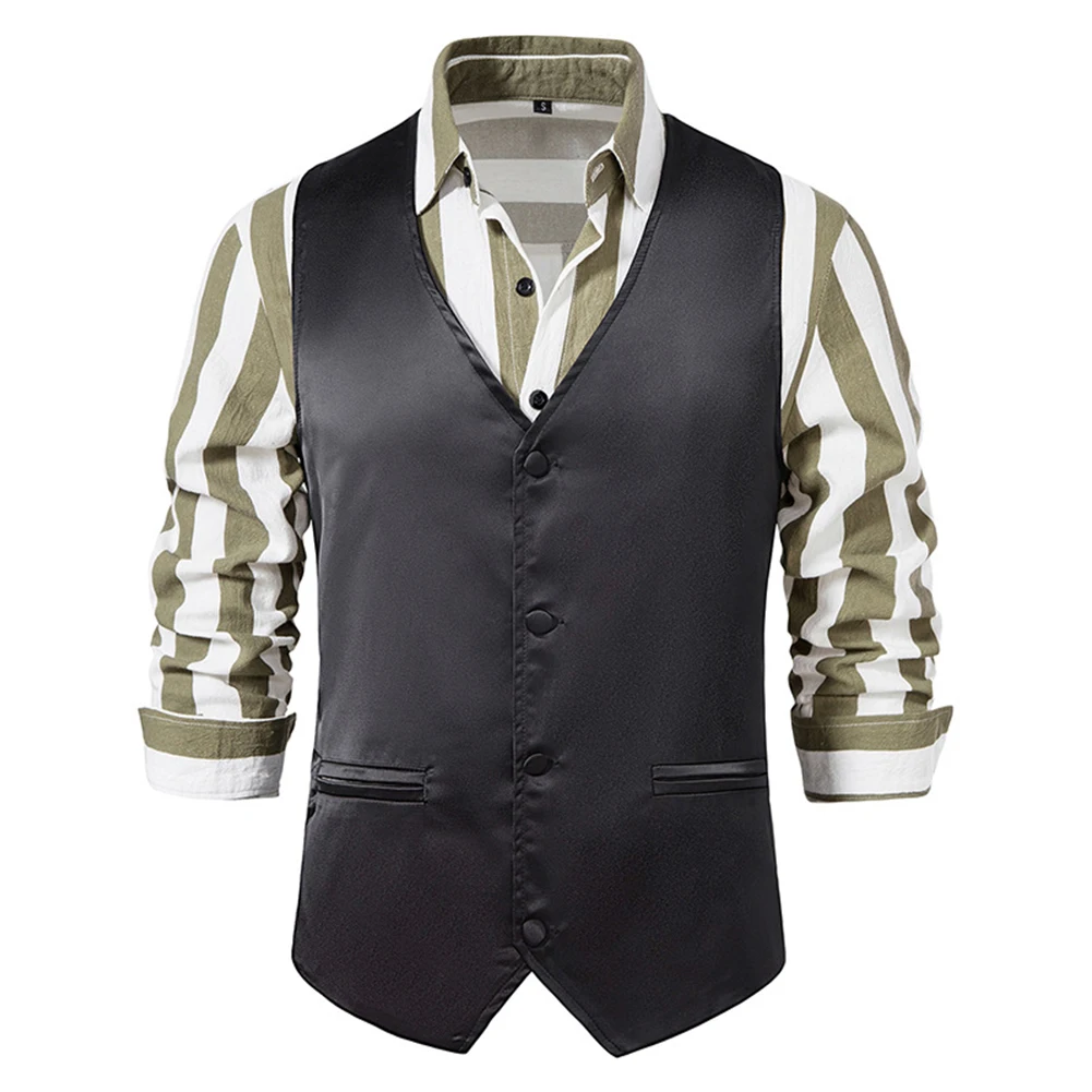 

New Men's Waistcoat Vest Vintage V-Neck Wedding Formal Business Dress Up Suit Vests Sleeveless Blazers Vest Men Tops