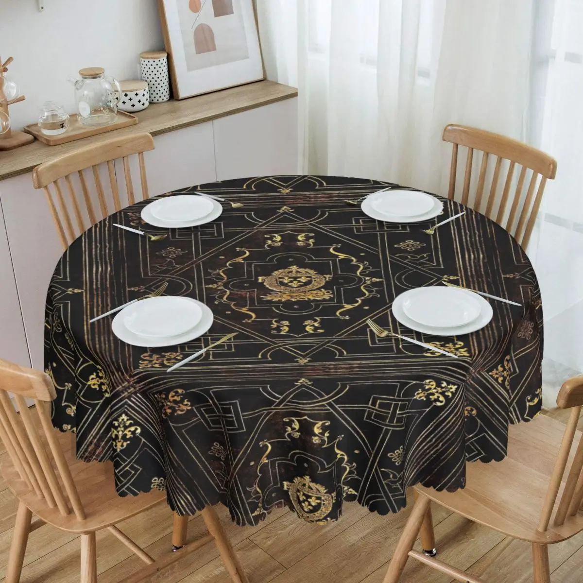 Круглая скатерть, 60 дюймов, кухонные водонепроницаемые винтажные Цветочные скатерти