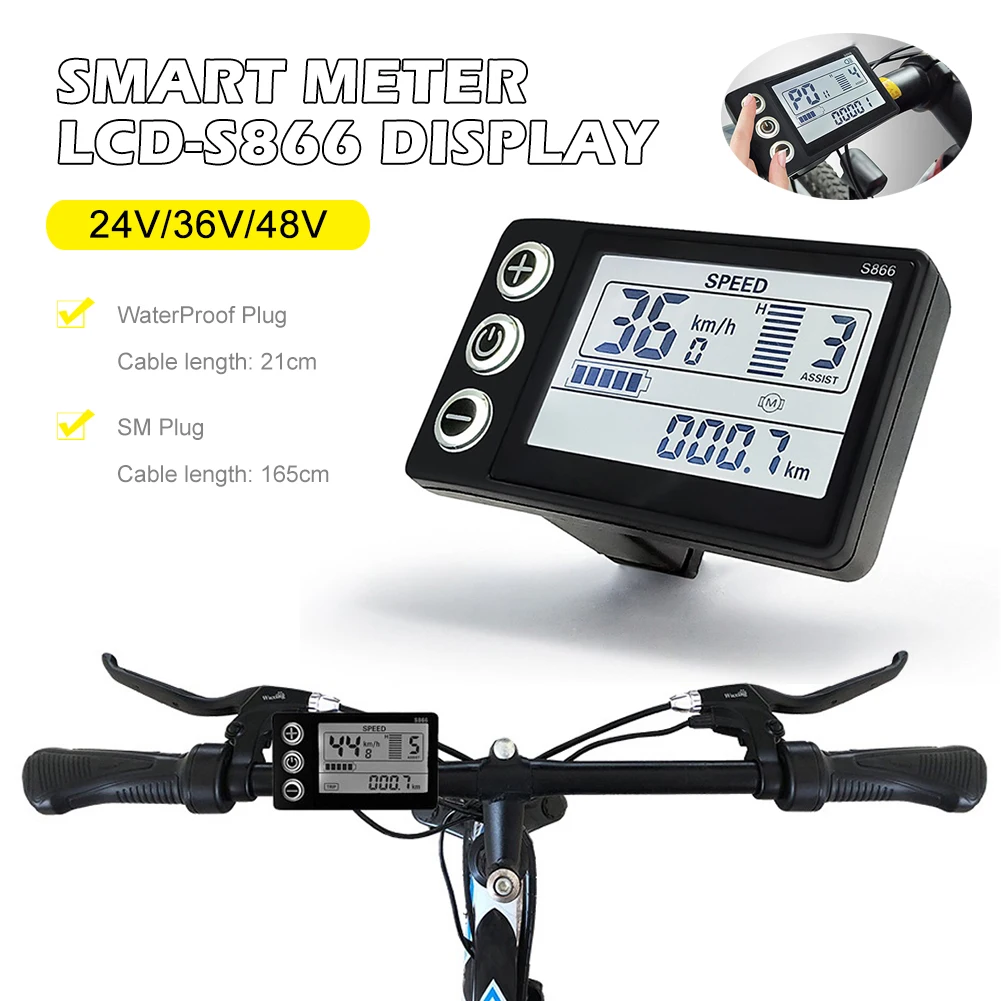 LCD-S866 Electric Bike Smart Meter with IP65 Waterproof/SM Plug 24/36/48V Electric Scooter LCD Display Panel E-bike Accessories
LCD-S866 Electric Bike Smart Meter with IP65 Waterproof/SM Plug 24/36/48V Electric Scooter LCD Display Panel E-bike Accessories