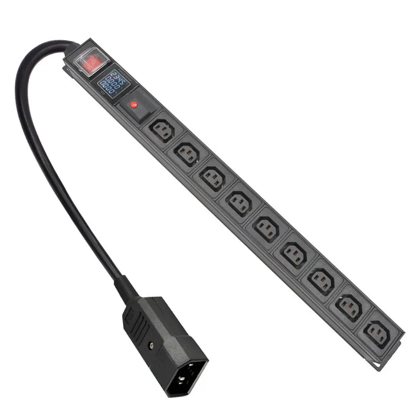 PDU Power Strip Distribution Digital display ammeter C13 9 Way output socket 2m Extension Cord With overload protection
PDU Power Strip Distribution Digital display ammeter C13 9 Way output socket 2m Extension Cord With overload protection