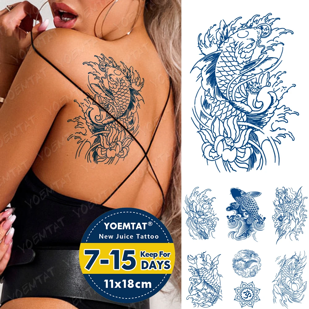 Blue Ink Juice Waterproof Temporary Tattoo Sticker Carp Lotus Sexy Lasting Body Art Flash Transfer Fake Tattoos Men Ladies Back
Blue Ink Juice Waterproof Temporary Tattoo Sticker Carp Lotus Sexy Lasting Body Art Flash Transfer Fake Tattoos Men Ladies Back