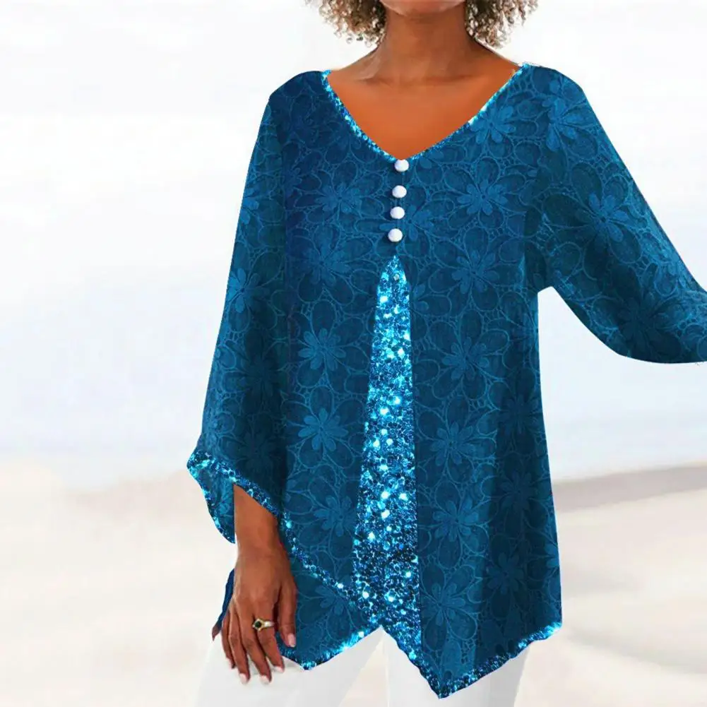 Женская офисная блузка с цветочным принтом, осенняя блузка в стиле пэчворк, Офисная рубашка с асимметричным подолом и V-образным вырезом, стильный женский пуловер, топы 
Женская офисная блузка с цветочным принтом, осенняя блузка в стиле пэчворк, Офисная рубашка с асимметричным подолом и V-образным вырезом, стильный женский пуловер, топы